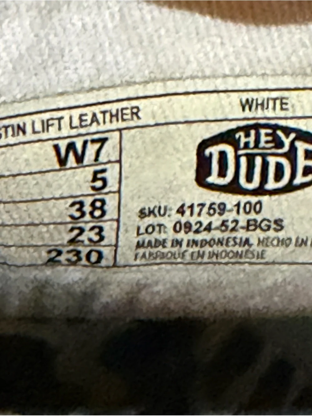 Hey Dude Women's Austin White Lift Platform Mule Leather and Cotton Blend - Picture 6 of 9